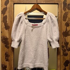 Light Gray Textured Puff Sleeve Top